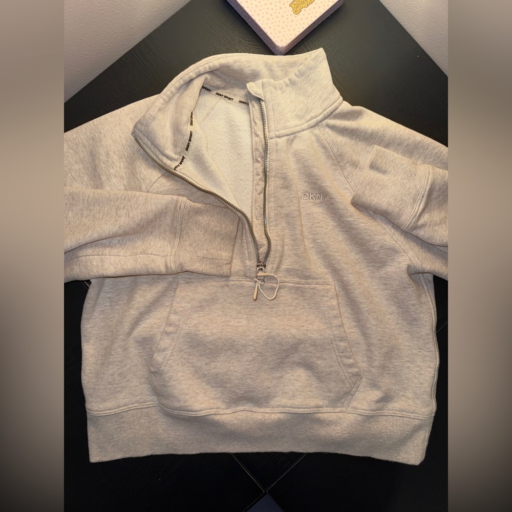 DKNY fleece quarter zip hoodie